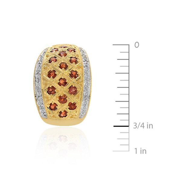 1.03 Carat Garnet with 0.35 Carat Diamond Earrings - Picture 4 of 4